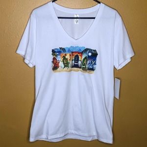 Good Life Shirt Beach Relax V-Neck Graphic Tee New XL